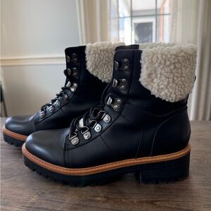 Marc Fisher Black and Cream Combat Boots